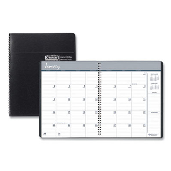 14-Month Recycled Ruled Monthly Planner, 8.75 x 6.78, Black Cover, 14-Month: Dec 2025 To Jan 2027