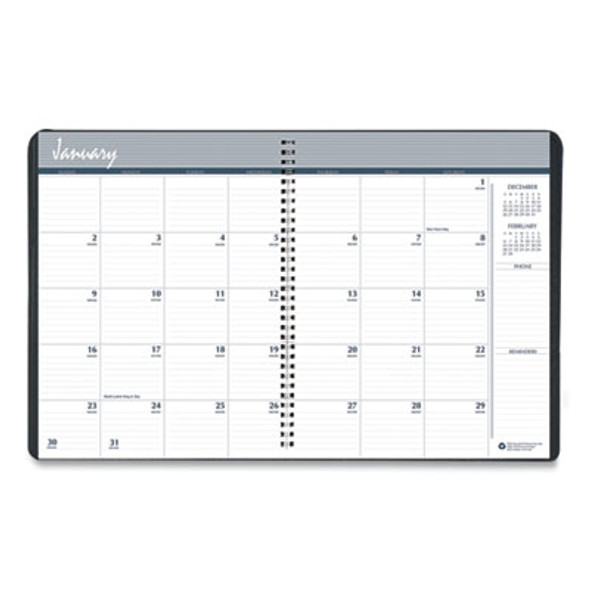 14-Month Recycled Ruled Monthly Planner, 8.75 x 6.78, Black Cover, 14-Month: Dec 2025 To Jan 2027