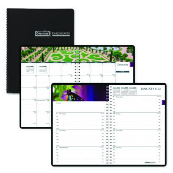 Earthscapes Recycled Weekly/Monthly Planner, Gardens Of The World Photography, 10 x 7, Black Cover, 12-Month (Jan-Dec): 2026