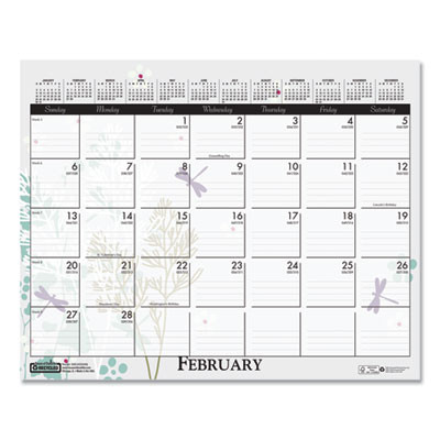 Recycled Wild Flower Wall Calendar, Wild Flowers Artwork, 15 x 12, White/Multicolor Sheets, 12-Month (Jan To Dec): 2026