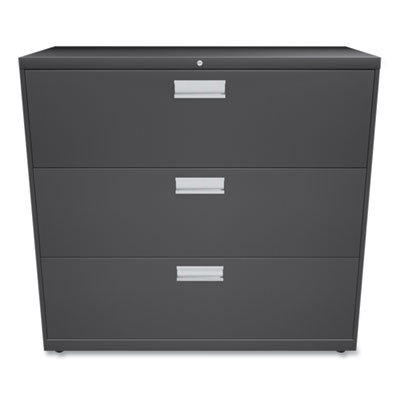 Brigade 600 Series Lateral File, 3 Legal/Letter-Size File Drawers, Charcoal, 42" X 18" X 39.13"