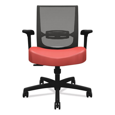 Convergence Mid-Back Task Chair, Swivel-Tilt, Supports Up To 275 Lb, 16.5" To 21" Seat Height, Red Seat, Black Back/Base