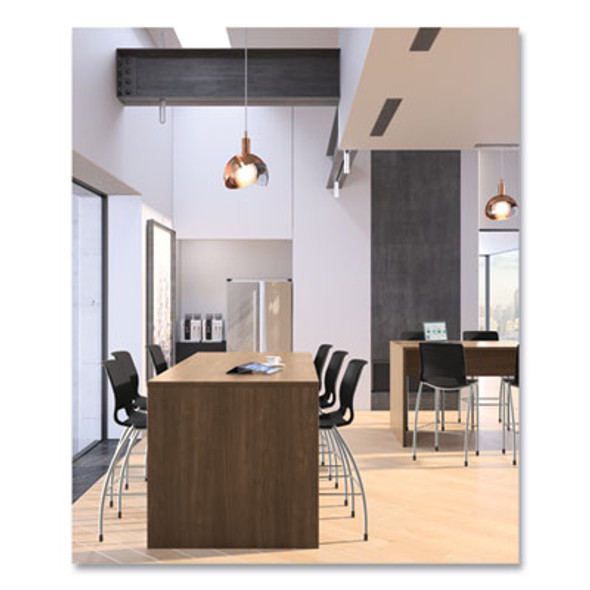 Motivate Four-Leg Cafe Height Stool, Supports Up To 300 Lb, 30" Seat Height, Onyx Seat, Onyx Back, Platinum Base