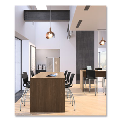 Motivate Four-Leg Cafe Height Stool, Supports Up To 300 Lb, 30" Seat Height, Onyx Seat, Onyx Back, Platinum Base