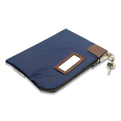 Key Lock Deposit Bag With Locking Zipper, Vinyl, 11.2" x 1.2" x 8.7", Navy Blue