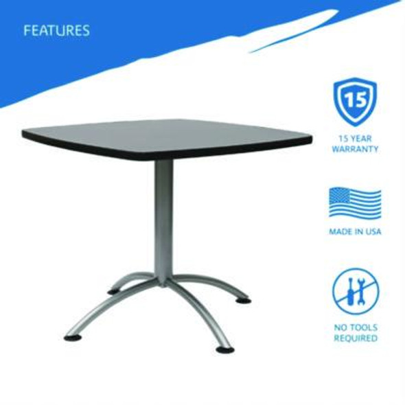Cafeworks Cafe-Height Table, Square, 36" x 36" x 30", Graphite Granite/Silver