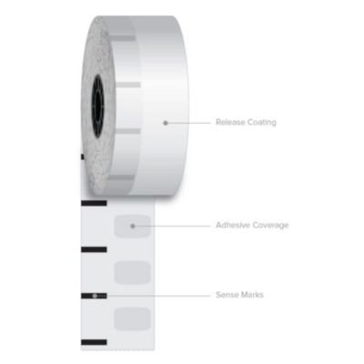 Sticky Media, 1.57" x 375 Ft, White, 12 Rolls/Carton