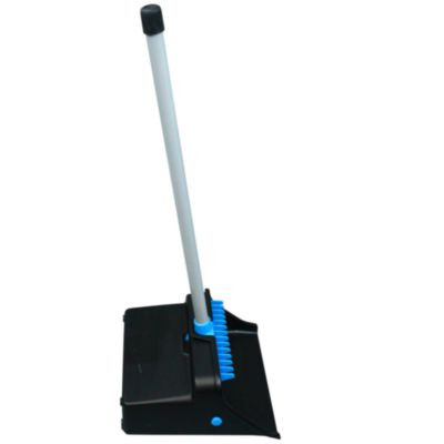 Lobbymaster Plastic Dust Pan, 11.72" Wide, 31" Pvc Handle, Blue/Black