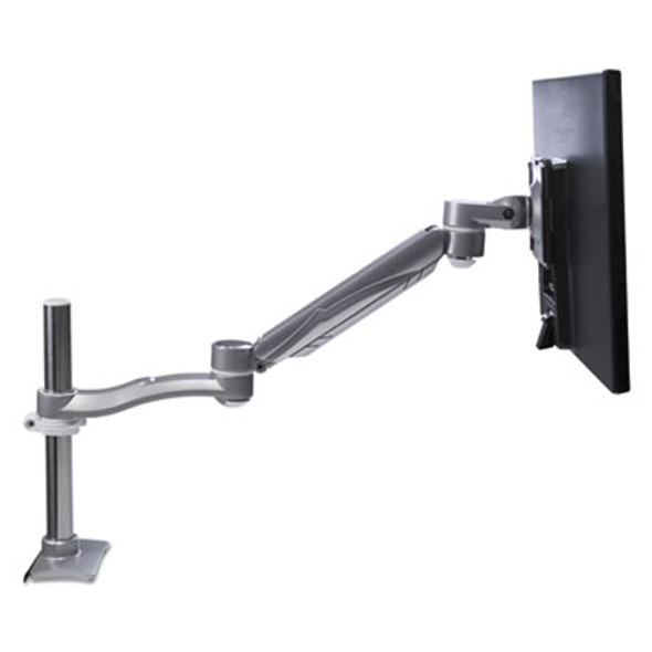 Desk-Mounted Flat Panel Monitor Arm, For 22" Monitors, 360 Deg Rotation, 180 Deg Tilt, 360 Deg Pan, Silver, Supports 40 Lb