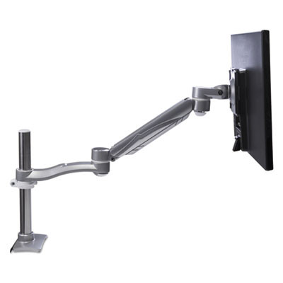 Desk-Mounted Flat Panel Monitor Arm, For 22" Monitors, 360 Deg Rotation, 180 Deg Tilt, 360 Deg Pan, Silver, Supports 40 Lb