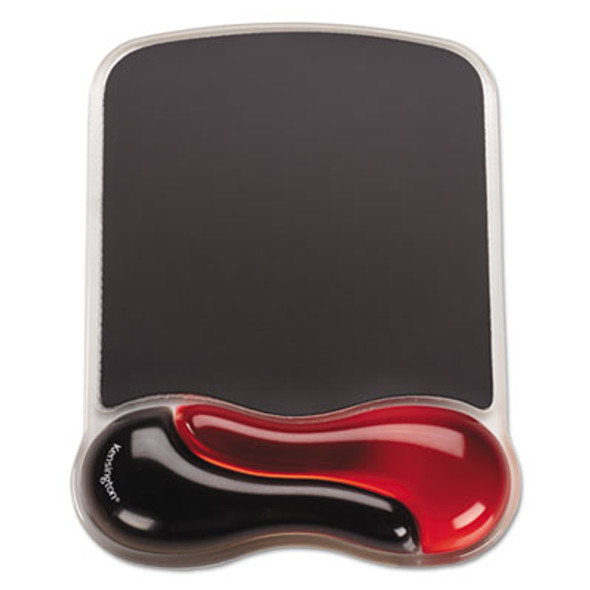 Duo Gel Wave Mouse Pad With Wrist Rest, 9.37 x 13, Red