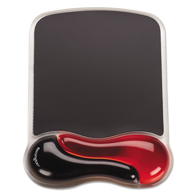 Duo Gel Wave Mouse Pad With Wrist Rest, 9.37 x 13, Red