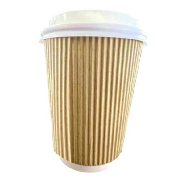 Ripple Hot Cups, 12 Oz, Paper, Kraft/White, 500/Carton