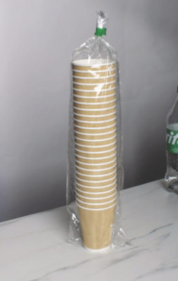 Ripple Hot Cups, 12 Oz, Paper, Kraft/White, 500/Carton