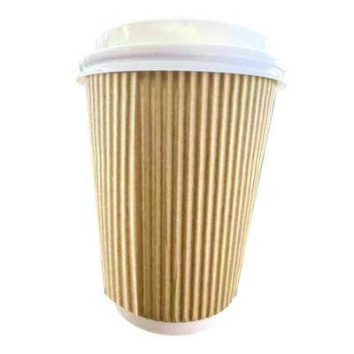 Ripple Hot Cups, 12 Oz, Paper, Kraft/White, 500/Carton