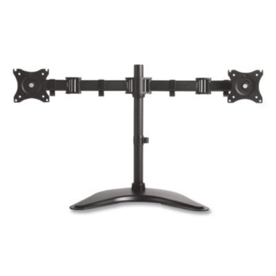 Dual Monitor Articulating Desktop Stand, For 13" To 27" Monitors, 32" X 13" X 17.5", Black, Supports 18 Lb