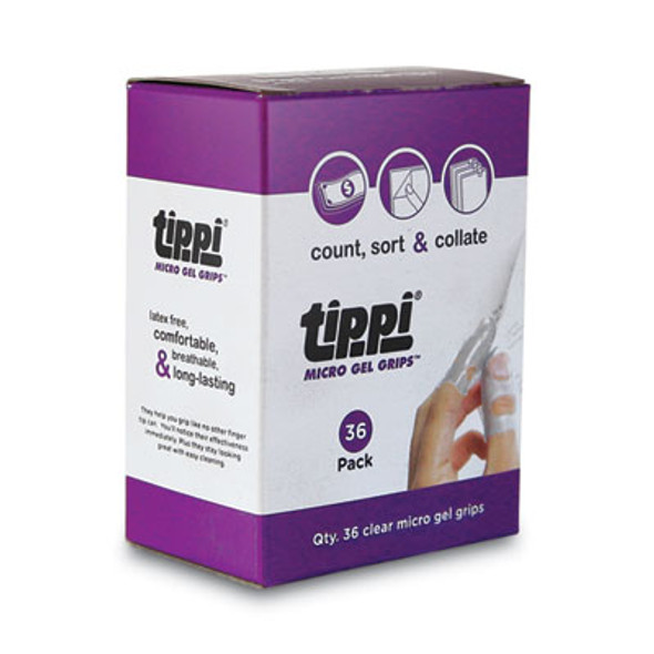 Tippi Micro-Gel Fingertip Grips, Size 5, Clear, 36/Pack