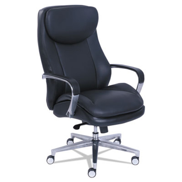Commercial 2000 High-Back Executive Chair, Supports Up To 300 Lb, 20.25" To 23.25" Seat Height, Black Seat/Back, Silver Base