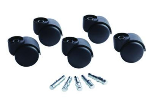 Deluxe Futura Flush-Mount Hard-Wheel Casters, 0.44" x 0.88" Grip Ring Type B Stems, 2.19" Nylon Wheels, Matte Black, 5/Set