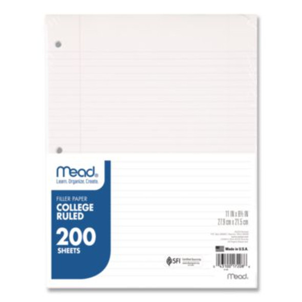 Filler Paper, 3-Hole, 8.5 X 11, College Rule, 200/Pack