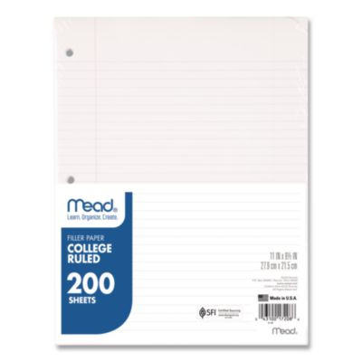 Filler Paper, 3-Hole, 8.5 X 11, College Rule, 200/Pack