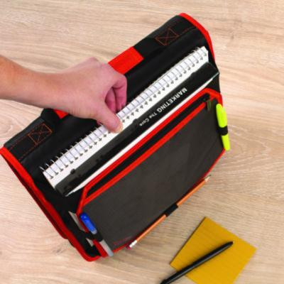 Zipper Binder, 3 Rings, 2" Capacity, 11 X 8.5, Black/Red Accents