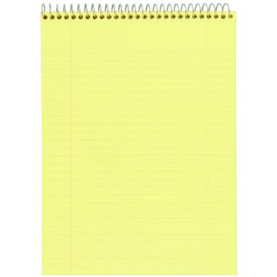 Stiff-Back Wire Bound Notepad, Canary/Blue Cover, Wide/Legal Rule, (70) Canary Yellow 8.5 x 11 Sheets