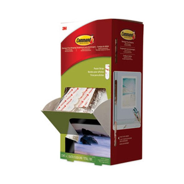 Poster Strips, Removable, Holds Up To 1 Lb Per Pair, 0.63 X 1.75, White, 4/Pack, 100 Packs/Carton