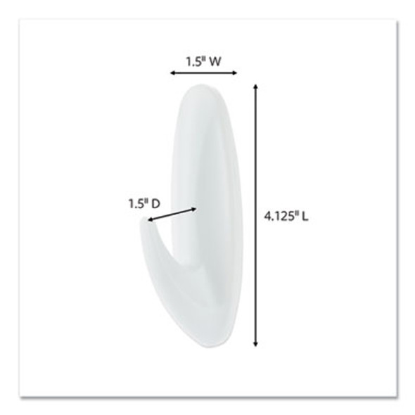 Large Utility Hooks, Plastic, White, Supports 5 Lb, 4/Pack