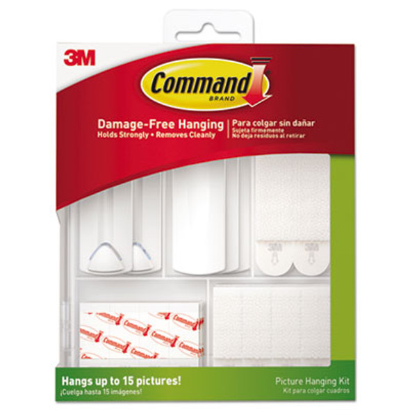 Picture Hanging Kit, Assorted Sizes, Plastic, White/Clear, 1 Lb; 4 Lb; 5 Lb Capacities 38 Pieces/Pack