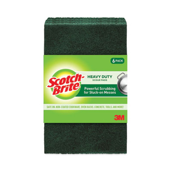 Heavy-Duty Scouring Pad, 3.8 X 6, Green, 5/Carton