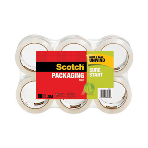 Sure Start Packaging Tape, 3" Core, 1.88" X 54.6 Yds, Clear, 6/Pack