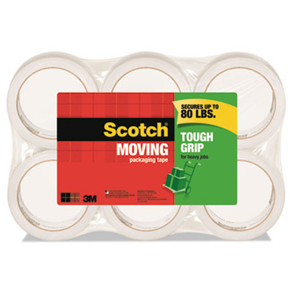 Tough Grip Moving Packaging Tape, 3" Core, 1.88" X 54.6 Yds, Clear, 6/Pack