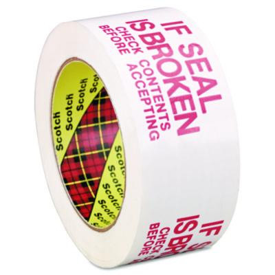 Printed Message Box Sealing Tape, 3" Core, 1.88" X 109 Yds, Red/White