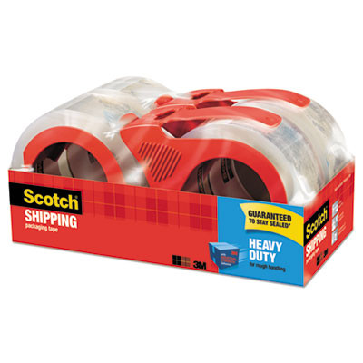 3850 Heavy-Duty Packaging Tape With Dispenser, 3" Core, 1.88" X 54.6 Yds, Clear, 4/Pack