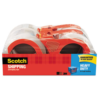 3850 Heavy-Duty Packaging Tape With Dispenser, 3" Core, 1.88" X 54.6 Yds, Clear, 4/Pack
