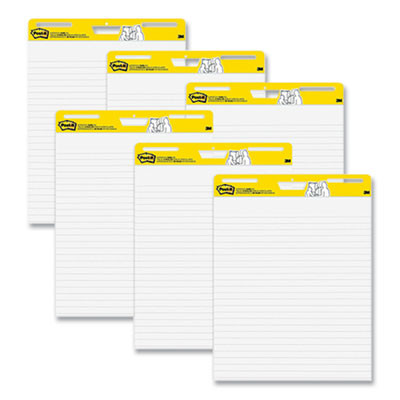 Vertical-Orientation Self-Stick Easel Pads, Wide/Legal Rule, (30) White 25 x 30 Sheets, 6/Pack