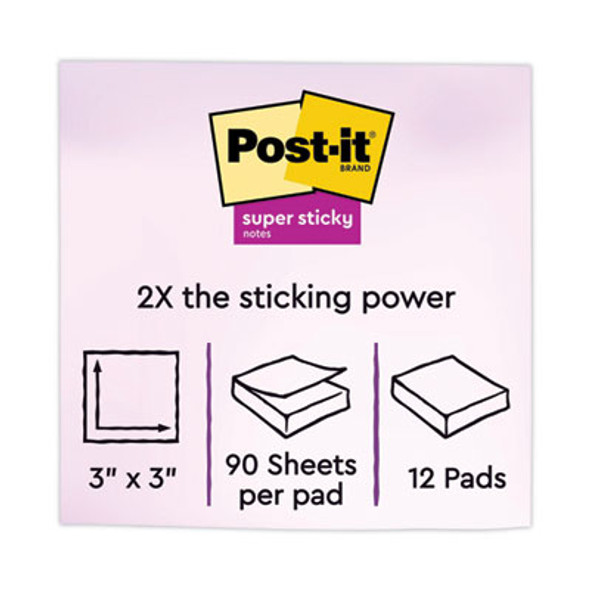 Pads In Playful Primary Collection Colors, 3" x 3", 90 Sheets/Pad, 12 Pads/Pack