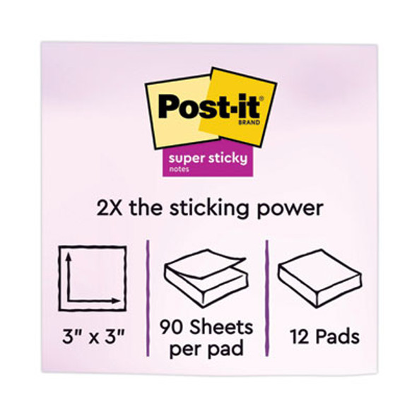 Pads In Supernova Neon Collection Colors, 3" x 3", 90 Sheets/Pad, 12 Pads/Pack