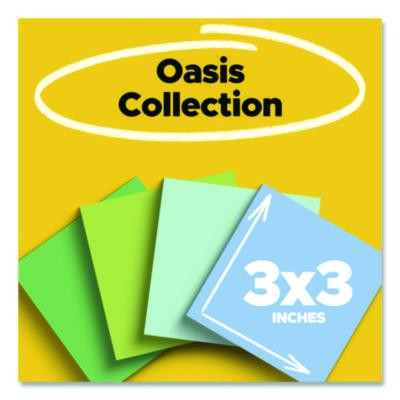 100% Recycled Paper Super Sticky Notes, 3" x 3", Oasis, 70 Sheets/Pad, 24 Pads/Pack