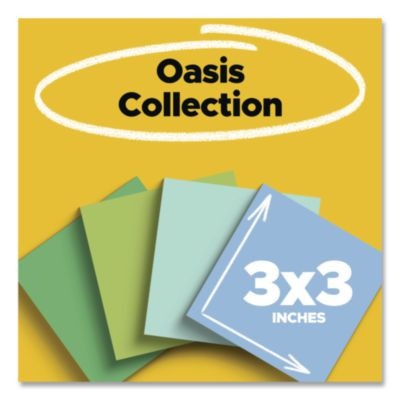 100% Recycled Paper Super Sticky Notes, 3" x 3", Oasis, 70 Sheets/Pad, 24 Pads/Pack