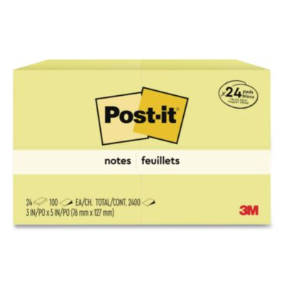 Original Pads In Canary Yellow, Value Pack, 3" x 5", 100 Sheets/Pad, 24 Pads/Pack