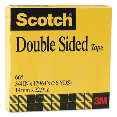 Double-Sided Tape, 3" Core, 0.75" X 36 Yds, Clear