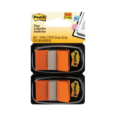 Standard Page Flags In Dispenser, Orange, 50 Flags/Dispenser, 2 Dispensers/Pack