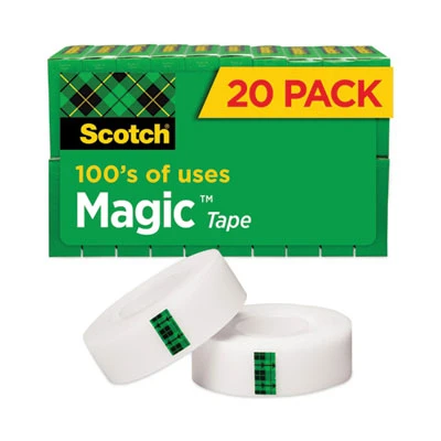 Magic Tape Value Pack, 1" Core, 0.75" X 83.33 Ft, Clear, 20/Pack