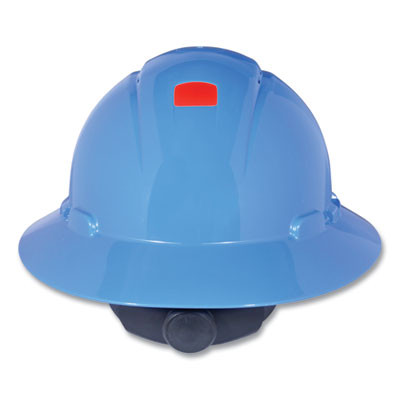 Securefit H-800 Series Hard Hat With Uvicator, Full Brim, 4-Point Pressure Diffusion Ratchet, One Size Fits Most, Blue