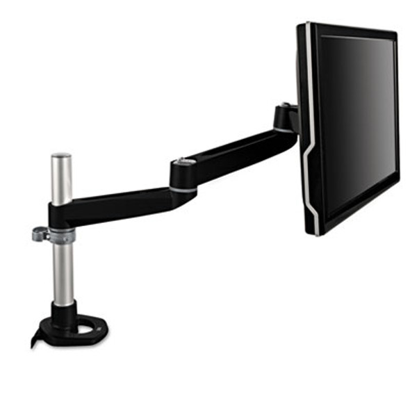 Dual-Swivel Monitor Arm, 360 Degree Rotation, +15 Degree/-90 Degree Tilt, 180 Degree Pan, Black/Gray, Supports 30 Lbs