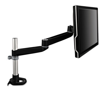 Dual-Swivel Monitor Arm, 360 Degree Rotation, +15 Degree/-90 Degree Tilt, 180 Degree Pan, Black/Gray, Supports 30 Lbs