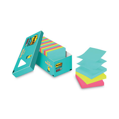 Pop-Up 3 x 3 Note Refill Cabinet Pack, 3" x 3", Supernova Neons Collection Colors, 100 Sheets/Pad, 18 Pads/Pack