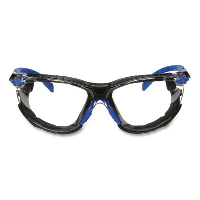 Solus 1000 Series Safety Glasses, Frameless, Black/Blue Arms, Clear Single Lens